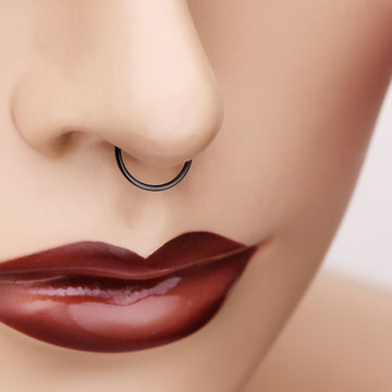 Detail View 1 of Blackline Simple Loop Steel Non-Piercing Fake Septum Ring
